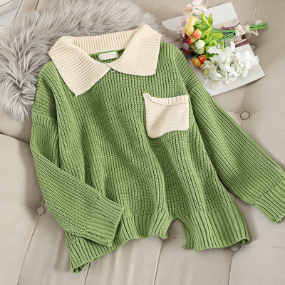 Pulover de dama cu guler si buzunar in mai multe culori