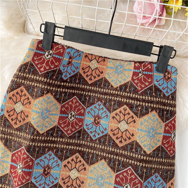 Fusta casual dama cu talie inalta si imprimeu color in trei culori