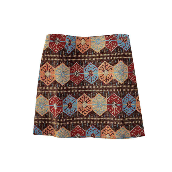 Fusta casual dama cu talie inalta si imprimeu color in trei culori