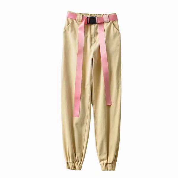 Új modell modern női sportnadrág övvel rózsaszín, bézs, fekete és zöld színben