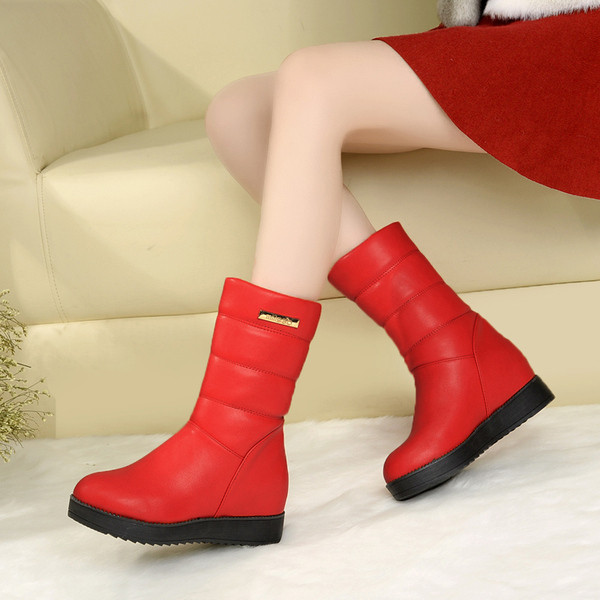 Cizme de dama moderne model simplu in rosu si negru