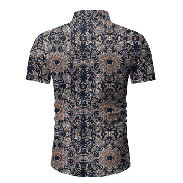Cămașă modernă pentru bărbați cu model și mâneci scurte