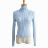 Modern női pulóver pólógallérral - testhezálló modell fehér, fekete és kék színekben