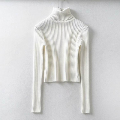 Modern női pulóver pólógallérral - testhezálló modell fehér, fekete és kék színekben