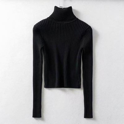 Modern női pulóver pólógallérral - testhezálló modell fehér, fekete és kék színekben