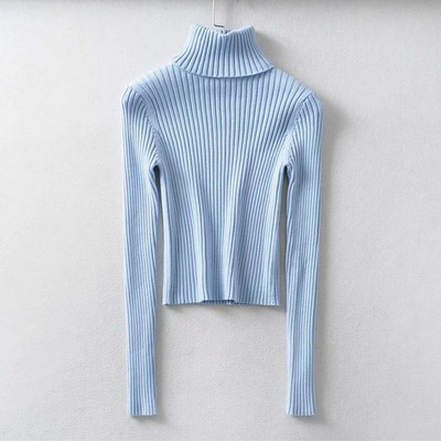 Modern női pulóver pólógallérral - testhezálló modell fehér, fekete és kék színekben