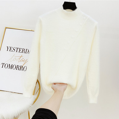 Női pehelypulóver gombokkal és alacsony gallérral több színben