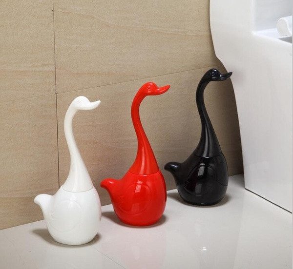 Πλαστική βούρτσα τουαλέτας Swan σε μαύρο, κόκκινο και λευκό χρώμα