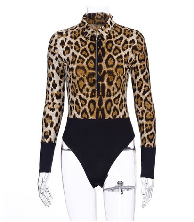 Corp de damă modern cu model leopard și fermoar