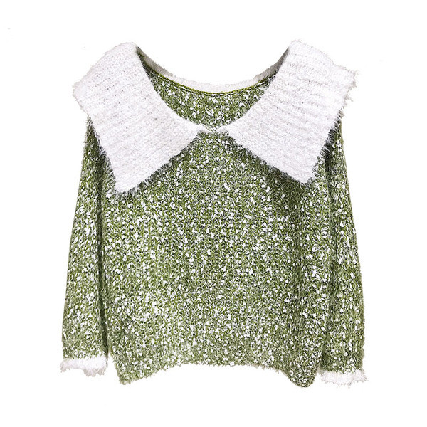 Pulover de dama modern model nou cu decolteu in culoarea gri si verde