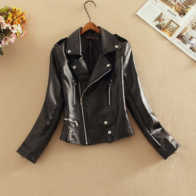 Geaca casual dama din piele ecologica cu fermoar de culoare neagra