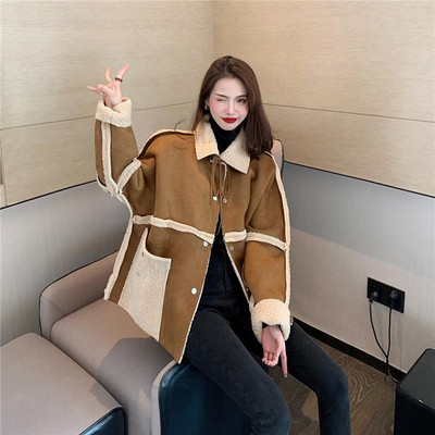 Geaca de dama primavara-toamna in bej si maro cu nasturi