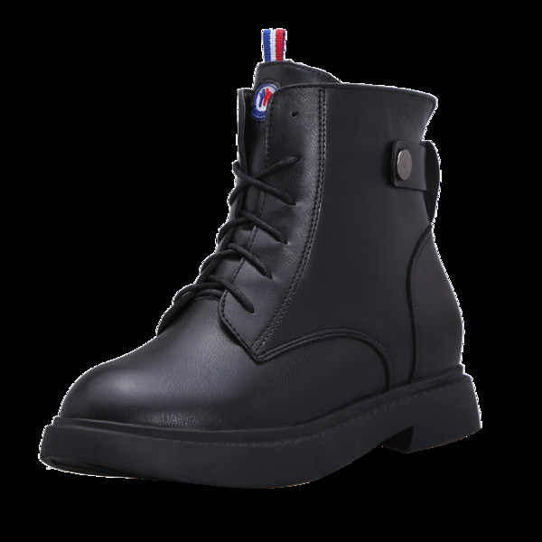 Modern női csizma vastag talppal és fűzővel fekete színben