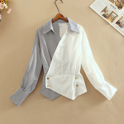 Cămașă modernă de damă cu nasturi și decolteu spitz