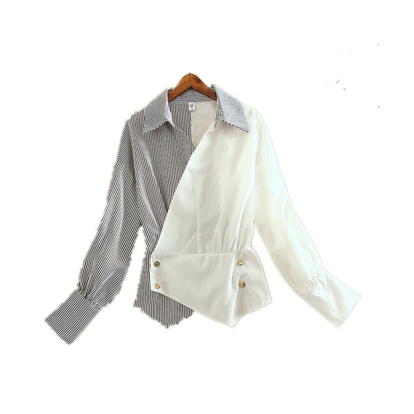 Cămașă modernă de damă cu nasturi și decolteu spitz