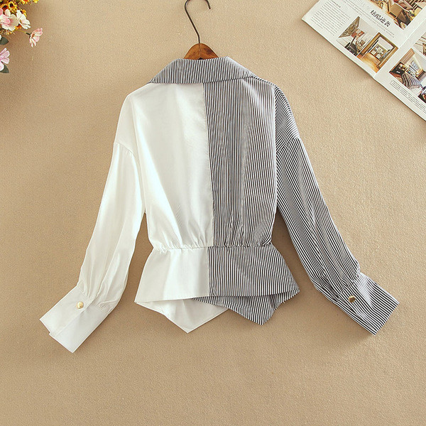 Cămașă modernă de damă cu nasturi și decolteu spitz