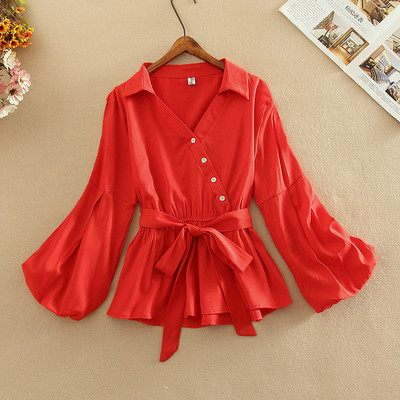 Cămașă modernă de damă cu nasturi și decolteu spitz în diferite culori