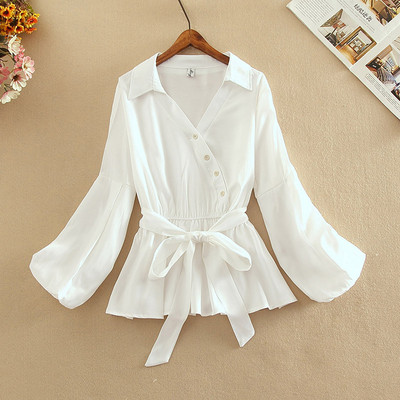 Cămașă modernă de damă cu nasturi și decolteu spitz în diferite culori