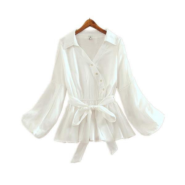 Cămașă modernă de damă cu nasturi și decolteu spitz în diferite culori