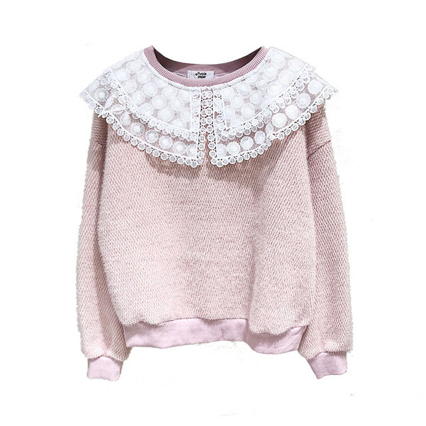 Új modell női pulóver O-nyakkal, fehér és rózsaszín színben