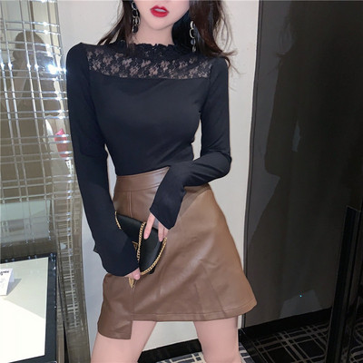 Bluză de damă în formă de alb și negru cu dantelă