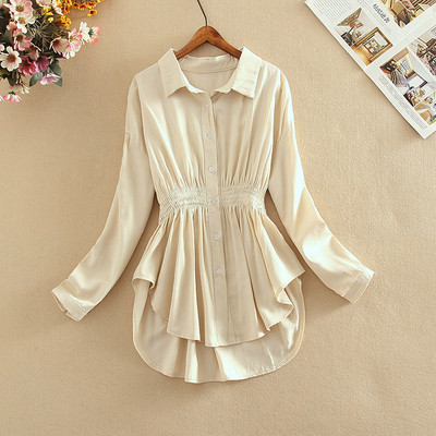 Cămașă casual de damă asimetrică cu nasturi și mâneci lungi în mai multe culori