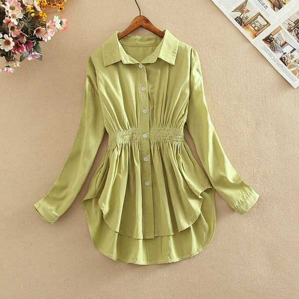 Cămașă casual de damă asimetrică cu nasturi și mâneci lungi în mai multe culori