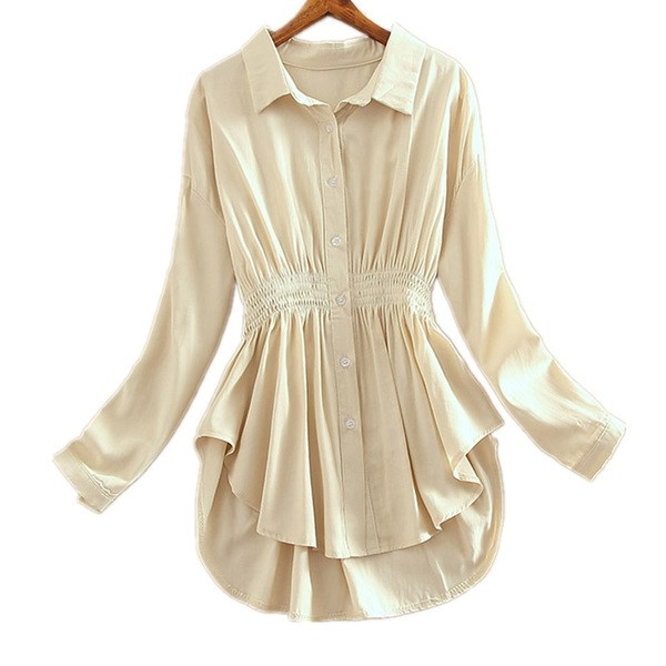 Cămașă casual de damă asimetrică cu nasturi și mâneci lungi în mai multe culori
