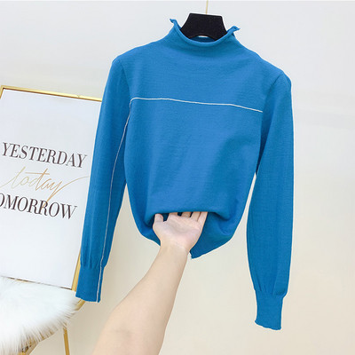 Bluza de dama moderna cu guler inalt in mai multe culori