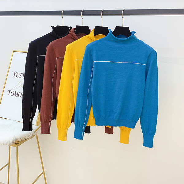 Bluza de dama moderna cu guler inalt in mai multe culori