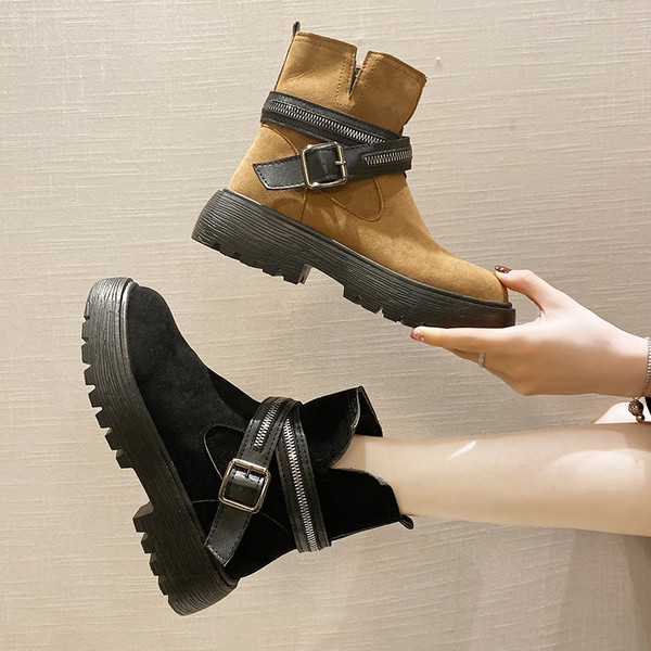 Női alkalmi csizma durva talppal, két színben