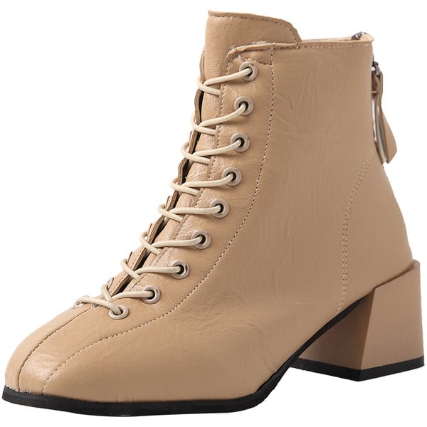 Cizme de dama din piele cu toc gros si sireturi in galben si negru