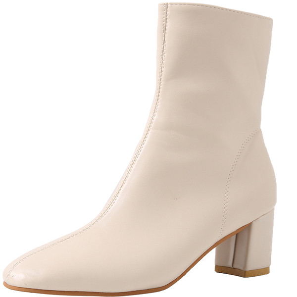 Cizme de dama din piele cu toc gros in mai multe culori