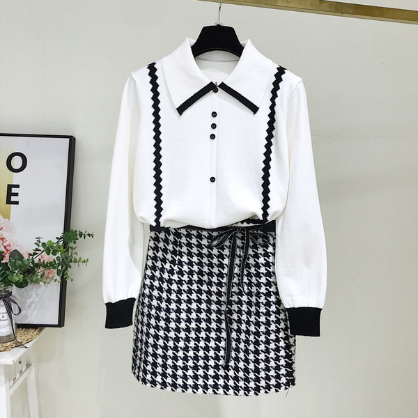 Fusta de dama in carouri model nou cu cravate in negru