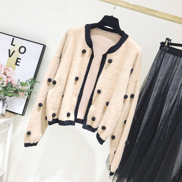 Vesta de dama actuala model nou cu element 3D in maro si alb