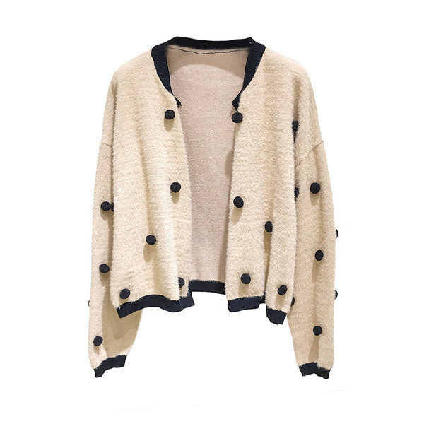 Vesta de dama actuala model nou cu element 3D in maro si alb