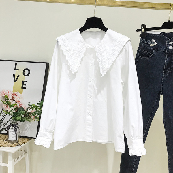 Νέο μοντέλο casual γυναικείο πουκάμισο με κουμπιά σε λευκό χρώμα