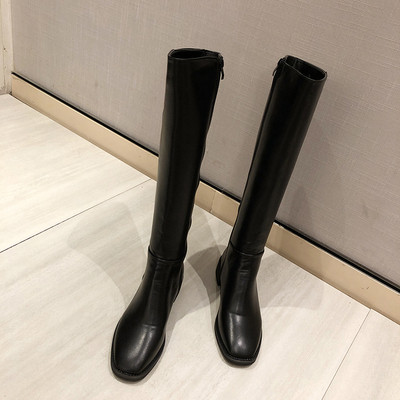 Cizme de dama din piele potrivite pentru iarna in negru