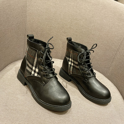 Cizme de dama din piele cu toc gros in doua culori