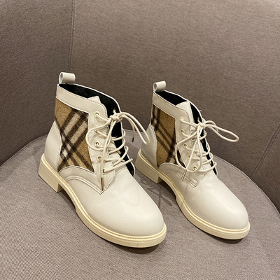 Cizme de dama din piele cu toc gros in doua culori