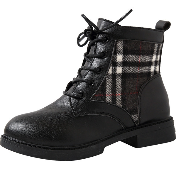 Cizme de dama din piele cu toc gros in doua culori