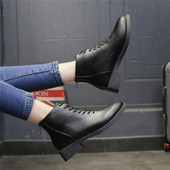 Cizme de dama din piele model casual in negru