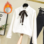 Camasa de dama model nou cu guler clasic si cravate in alb