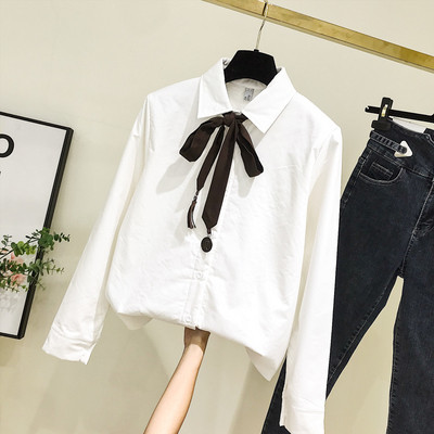 Camasa de dama model nou cu guler clasic si cravate in alb