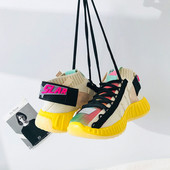 Tenisi casual de dama colorati cu sireturi in trei culori