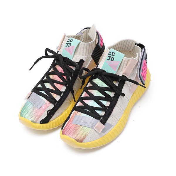 Tenisi casual de dama colorati cu sireturi in trei culori