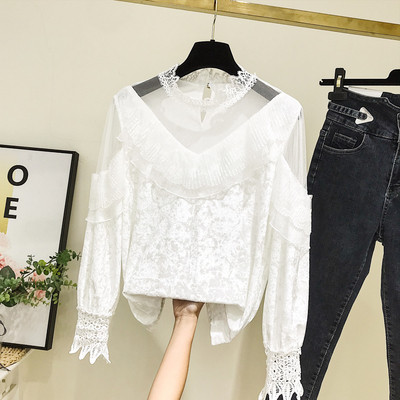 Bluza de dama din catifea model actual alb si negru