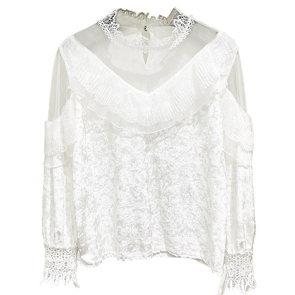 Bluza de dama din catifea model actual alb si negru