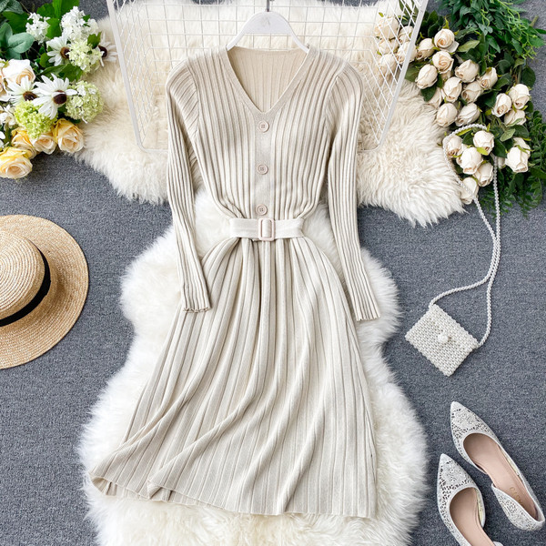 Rochie casual de dama cu curea si nasturi in mai multe culori