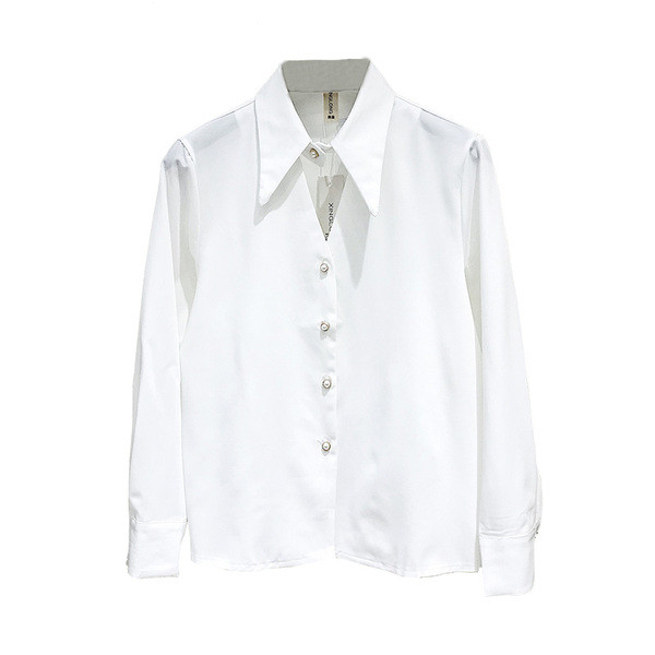 Camasa de dama model nou cu guler clasic si nasturi in alb si albastru